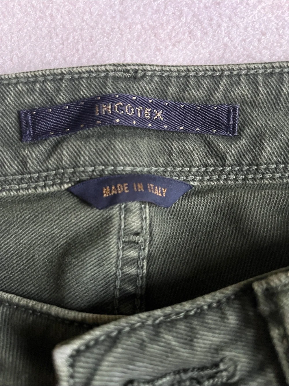 Incotex Olive Green Straight-Leg Jeans